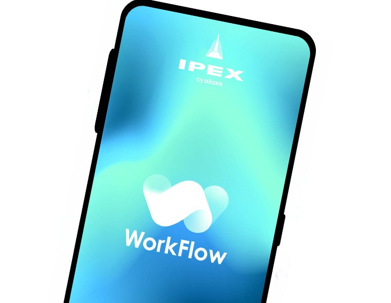 WorkFlow App main screen on the mobile device with IPEX logo